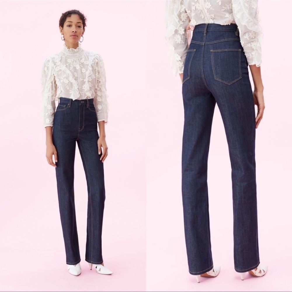 NWT Rebecca Taylor La Vie Dark Wash Mirielle High Rise Straight Jeans Sz 27